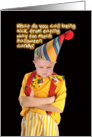 Boy Clown Costume Stomachache Too Much Candy Funny Halloween Card