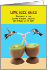 Love Buzz Haiku Hummingbirds Kiwi Cocktails Funny Anniversary Card