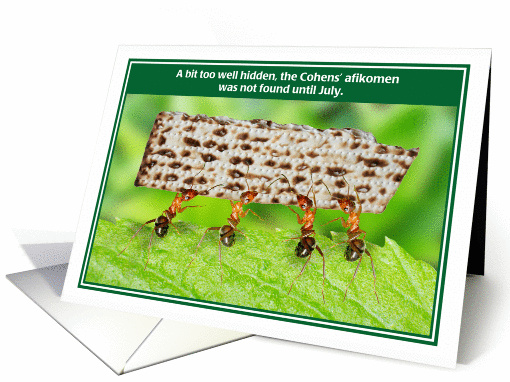 Jewish Humor Ants Afikomen Too Well Hidden Passover card (1252212)