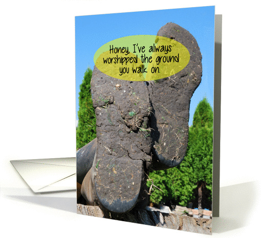 Worship Ground You Walk On Funny Anniversary Card for him card