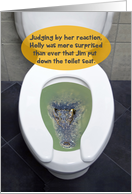 Alligator Toilet Seat Down Romantic Funny Anniversary Card