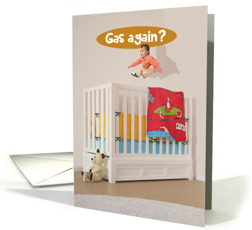 Gas Again? Flying Farting Toddler New Job Congratulations card