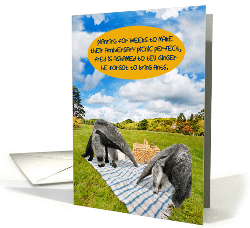 Anteater Picnic Forgot Ants Funny Anniversary Card For Spouse card