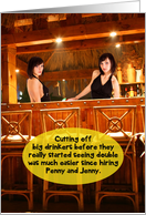 Twin Barmaids Big Drinkers Seeing Double Funny Birthday Card