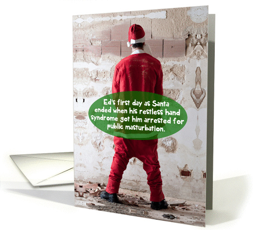 Restless Hand Syndrome Santa Claus Funny Adult Christmas card