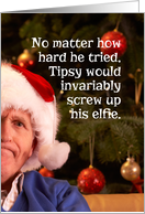 Screwed Up Elfie Selfie Photo Funny Christmas card
