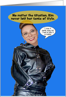 Crazy Woman Leather Straitjacket Sense of Style Funny Friendship Card