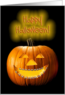 Pumpkin Wearing Braces on Teeth Orthodontist Funny Halloween card