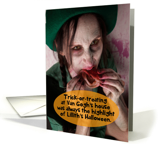 Van Goghs Ear Trick-or-treating Zombie Funny Halloween card (1316596)