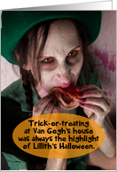 Van Goghs Ear Trick-or-treating Zombie Funny Halloween Card