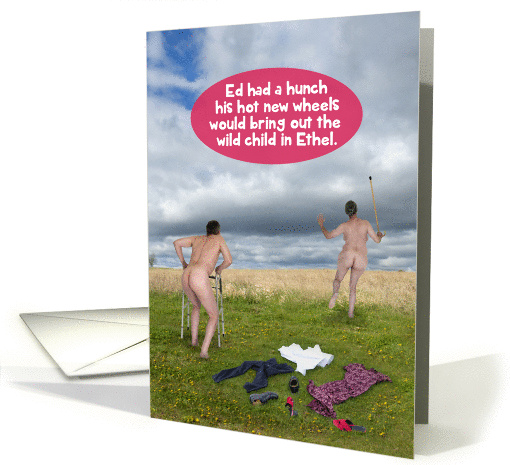 New Wheels Naked Seniors Running Funny Birthday card (1322028)