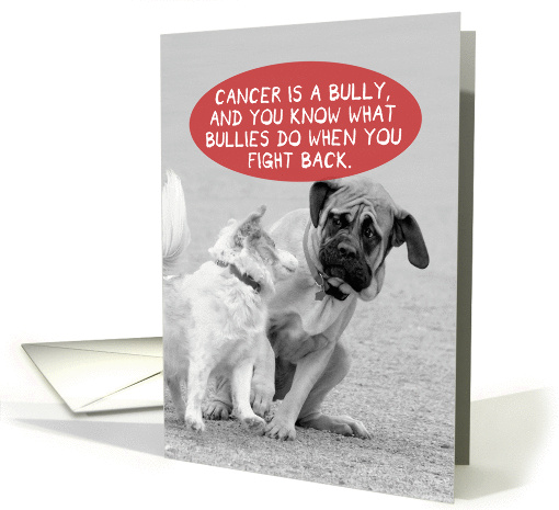 Cancer Bully Little Dog Scares Big Dog Fight Back Funny Get Well card