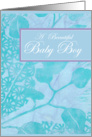 A Beautiful Baby Boy Teal Turquoise Eucalyptus Design Card