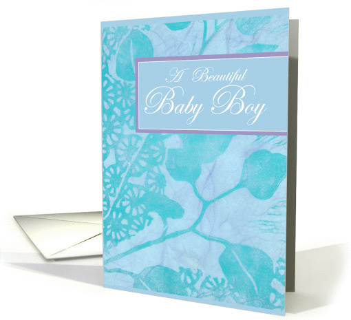 A Beautiful Baby Boy Teal Turquoise Eucalyptus Design card (1223274)