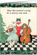 Dog, Cat & Rabbit Trio of Musicians Christmas Card