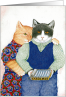 Loving Cats Share Valentine Tin of Sardines card