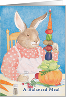 Lady Rabbit with a Balanced Meal Birthday Card