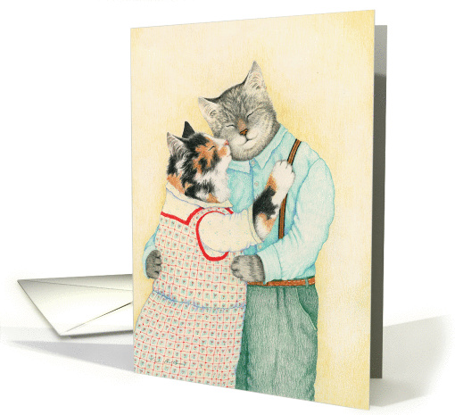 Hugging Cat Couple Romance card (1234870)