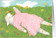 Lamb resting in a Meadow Birthday Card