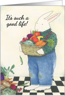 Rabbit With Fruits of the Garden Birthday Card
