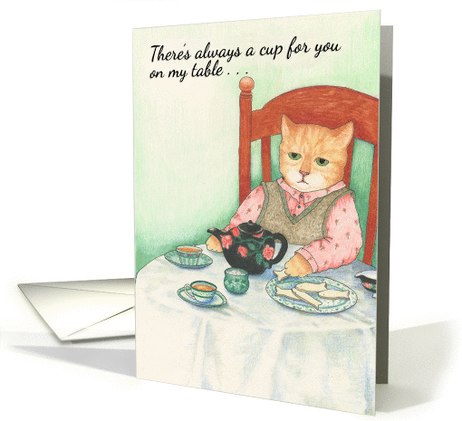 Cat with Teapot and Cookies Friendship card (1243622)