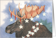 Moose with a Starry Garland Christmas Holiday Card