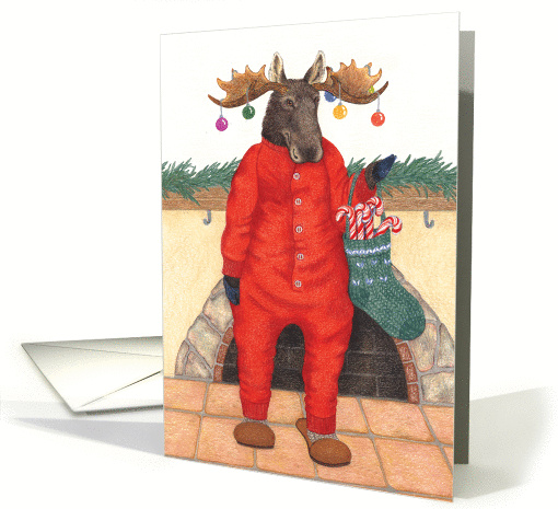 Moose in Red Pajamas Holiday card (1292500)