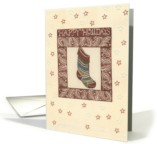 Block Print Stocking Holiday card (1302398)