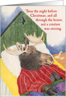 Sleeping Moose Christmas Card