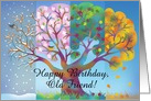 Tree in Four Seasons Colorful Changes Friendship Happy Birthday. card