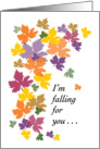 Falling for you with colorful falling leaves card