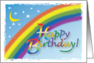 Happy Birthday with rainbow moon and stars card