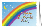Rainbow, crescent moon, stars, Happy Birthday, Son, card