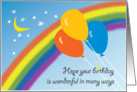Birthday with Balloons Rainbow Moon and Stars card