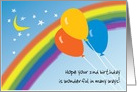 Second Birthday with Balloons Rainbow Moon and Stars card