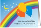 Ninth Birthday with Balloons Rainbow Moon and Stars card