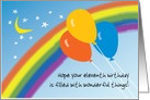 Eleventh Birthday with Balloons Rainbow Moon and Stars card