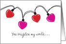 Valentines Lighted Hearts on a String Love Celebration card
