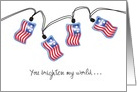 American Flag Proud Patriotic String of Lights Thank you card