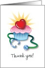 Doctor/Nurse Stethescope Sunburst Cupcake Thank you card