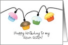 Happy Birthday to Sister Cupcake Lights on String card