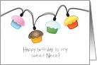 Happy Birthday to Niece Cupcake Lights on String card