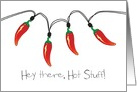 Happy Birthday Hot Stuff Chili Pepper on String Lights card