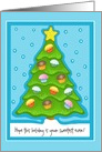 Cupcake Holiday Tree with Snow in Sky Blue Background card