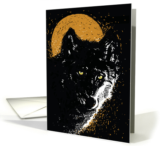 Wolf and Full Moon card (1232412)