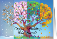 Tree in Four Seasons Colorful Changes Friendship Happy Birthday. card