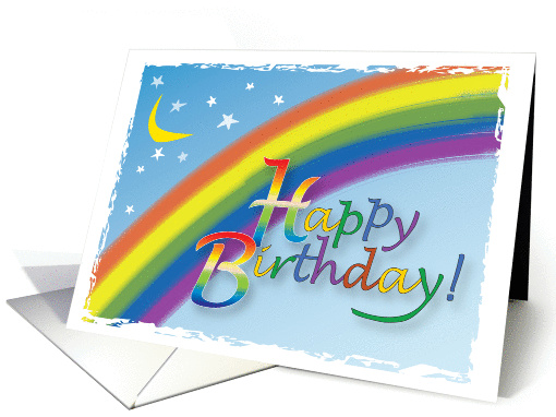 Happy Birthday with rainbow moon and stars card (1272684)