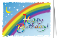 Happy Birthday with rainbow moon and stars card