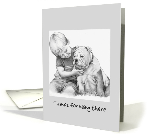 Charming thank you for listening, Mom card with boy and dog. card