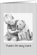 Charming thank you for listening, Mom card with boy and dog. card
